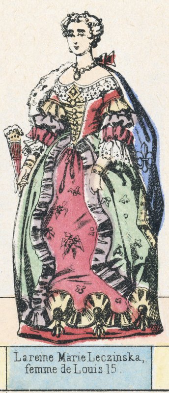 Drottning Marie Leczinska, hustru till Ludvig 15 (färgad gravyr) av French School