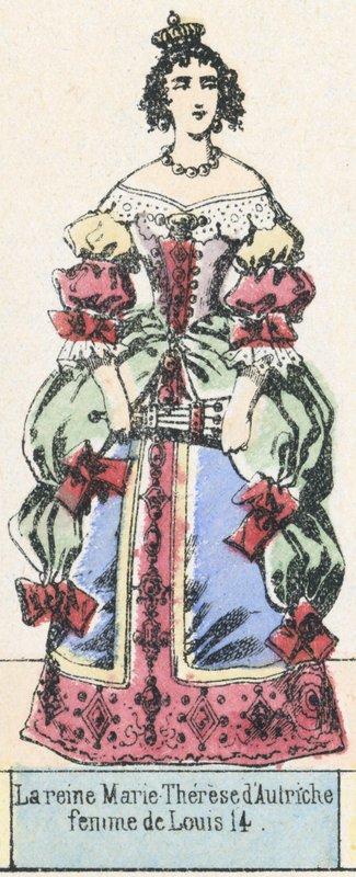 Drottning Marie Therese av Österrike, fru till Ludvig 14 (färgad gravyr) av French School