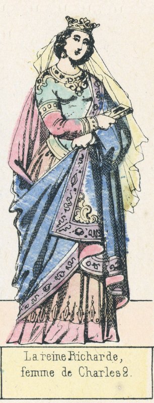 Drottning Richard, hustru till Charles 2 (färgad gravyr) av French School