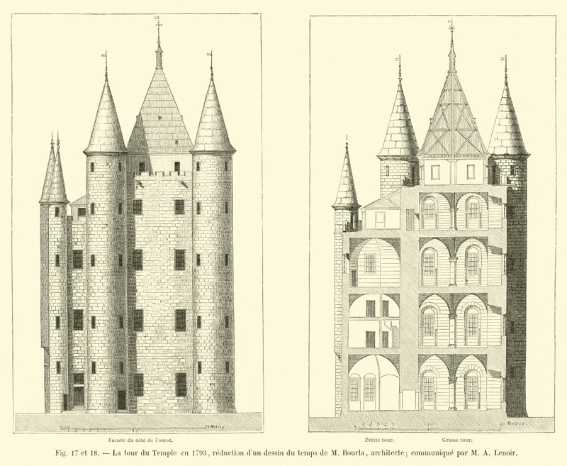 Tempeltornet 1793, reduktion av en ritning från tiden för M Bourla, arkitekt; meddelas av M A Lenoir av French School
