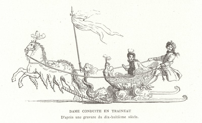 Dam som reser med släde, Frankrike, 1700-talet av French School