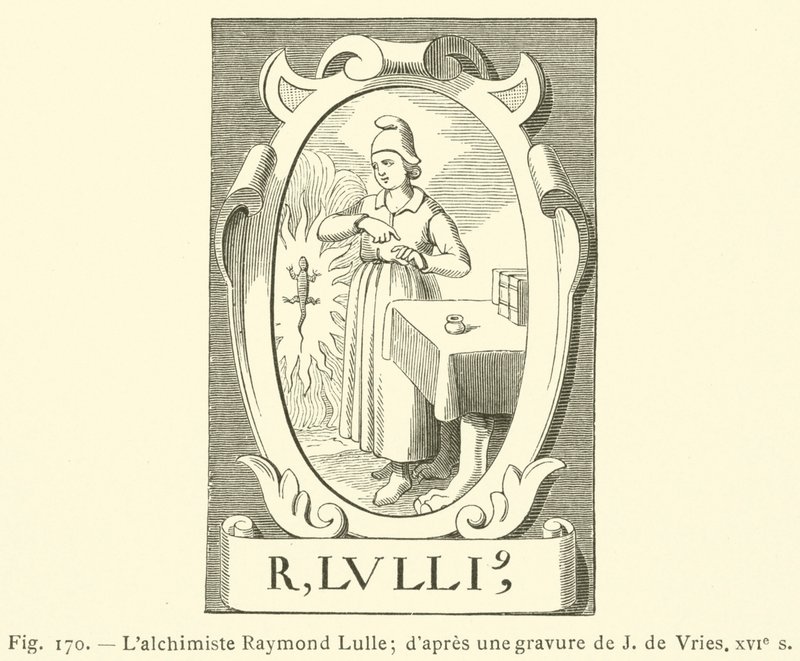 Alkemisten Raymond Lulle (gravyr) av French School