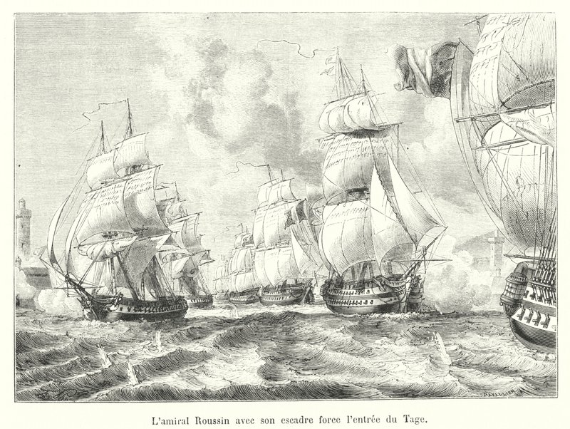 Amiral Roussin med sin skvadron tvingar in i Tejo av French School