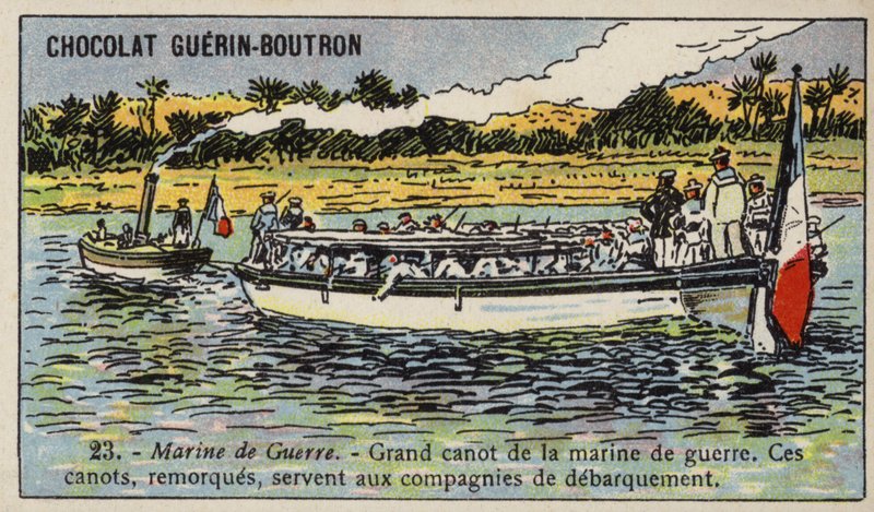 Stor fransk marinskärare (chromolitho) av French School