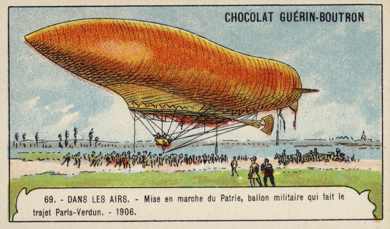 Lansering av militärluftskeppet Patrie, som gjorde flygningen från Paris till Verdun av French School