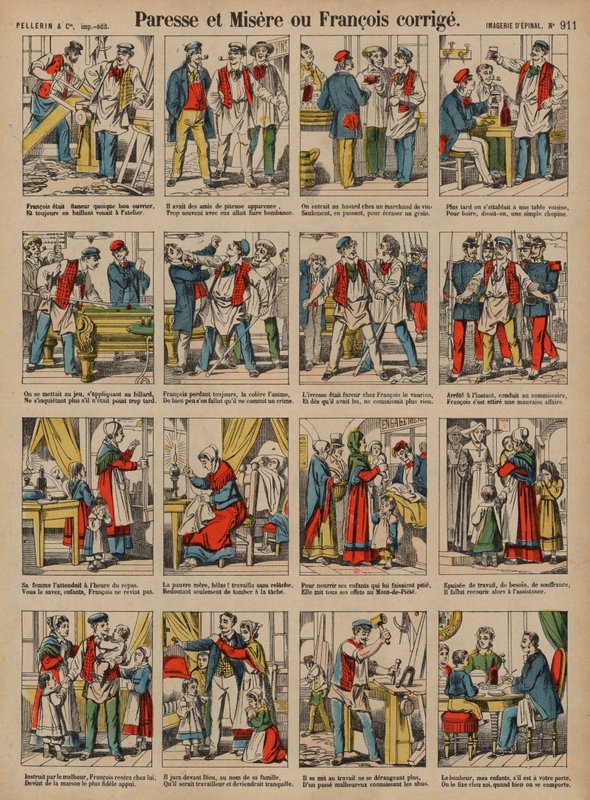 Laja och elände, eller Francois korrigerad (färgad gravyr) av French School