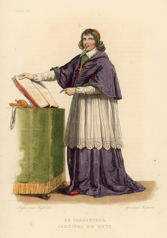 The Coadjutor, Cardinal de Retz (färgad gravyr) av French School