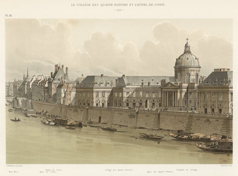College of the Four Nations och Hotel de Conti, 1689 av French School