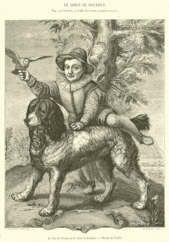 Frisius son och Goltzius hund (gravyr) av French School