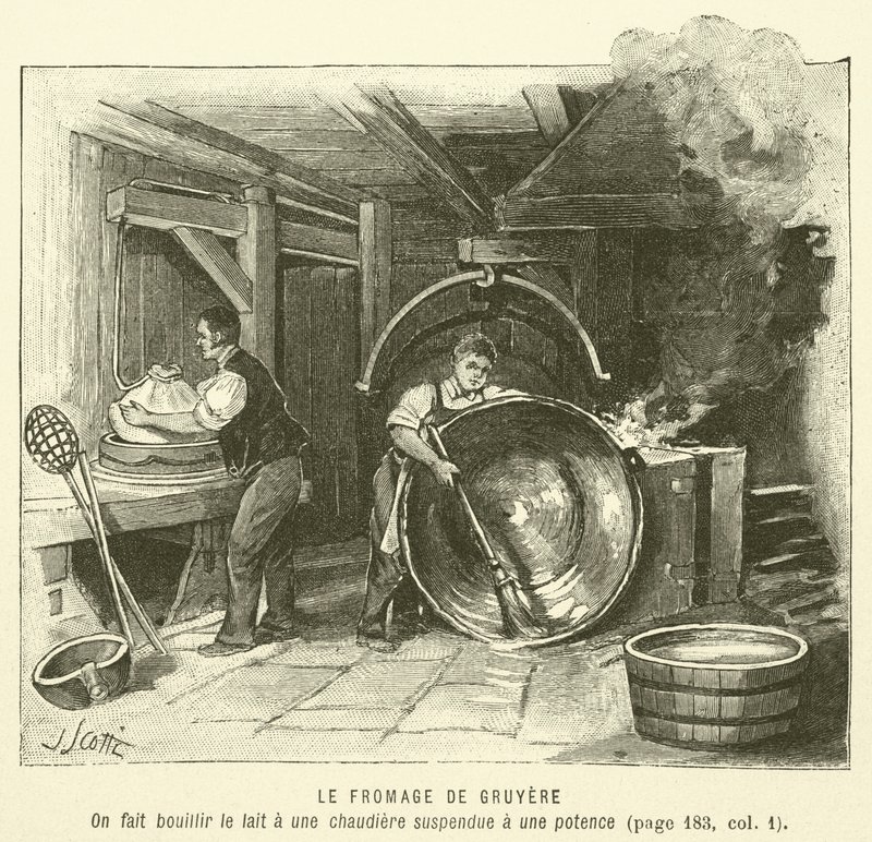 Gruyereost (gravyr) av French School