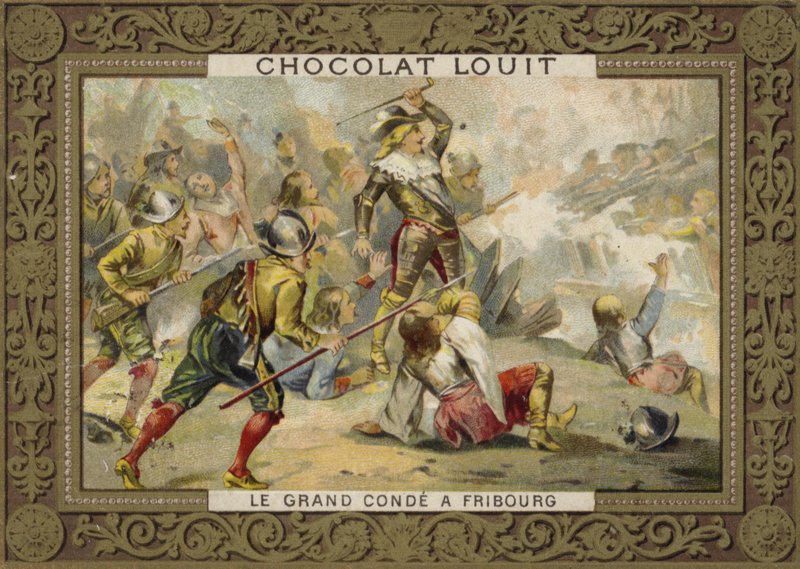 Le Grand Conde vid slaget vid Freiburg, 1644 av French School
