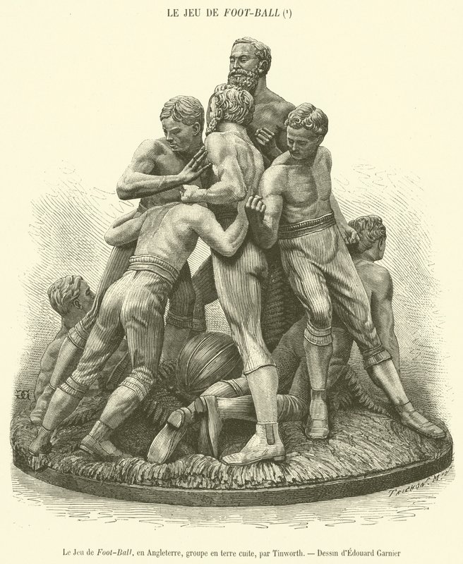 The Game of Foot-Ball, England, terrakottagrupp (gravyr) av French School