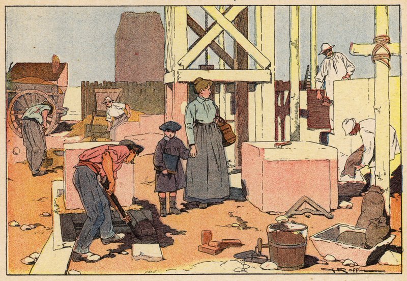 Le Macon, Mason (färg litho) av French School