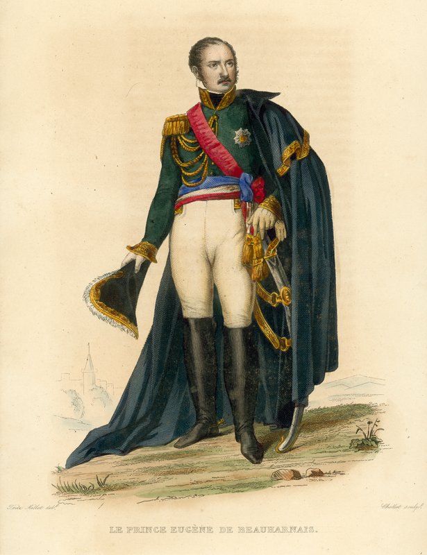 Prins Eugene de Beauharnais (färgad gravyr) av French School