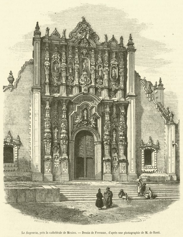 Le Sagrario, pres la cathedrale de Mexico (gravyr) av French School