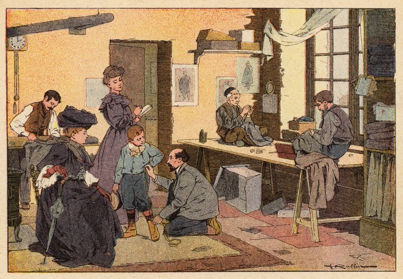 Le Tailleur, Skräddaren (färg litho) av French School