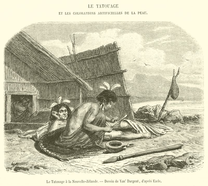 Tatueringen i Nya Zeeland (gravyr) av French School