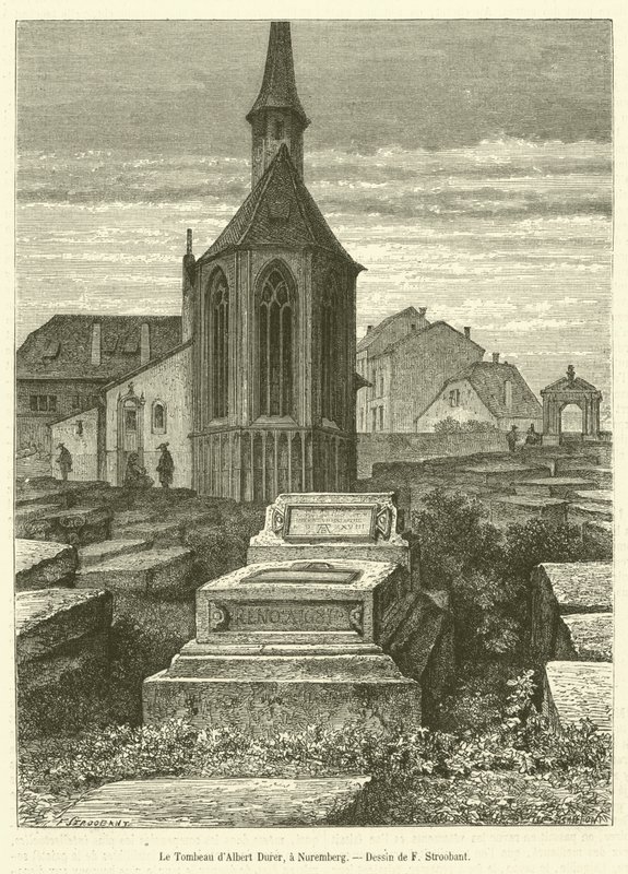 Albert Dürers grav i Nürnberg (gravyr) av French School