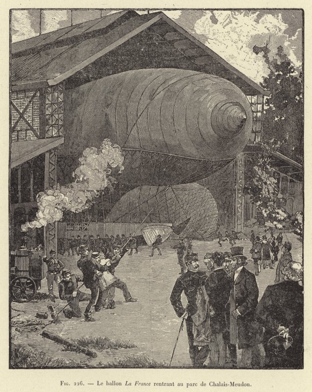 La France-ballongen återvänder till Chalais-Meudon-parken (gravyr) av French School