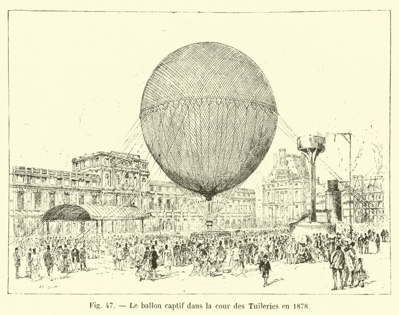 Ballongen i fångenskap på Tuileriernas innergård 1878 av French School