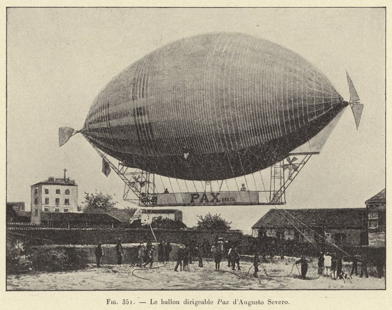The Pax dirigible balloon av Augusto Severo (gravyr) av French School