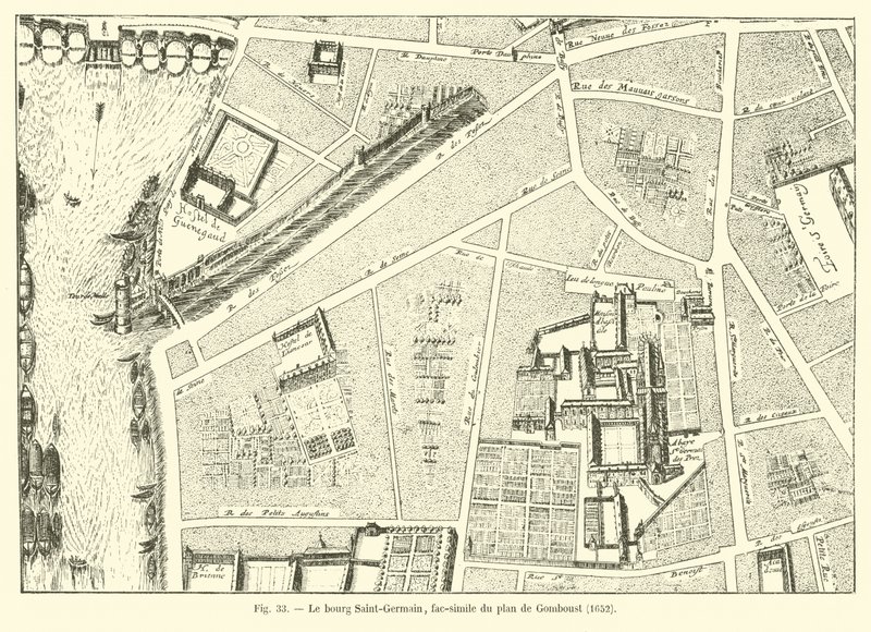 Staden Saint-Germain, faksimil av kartan över Gomboust, 1652 av French School