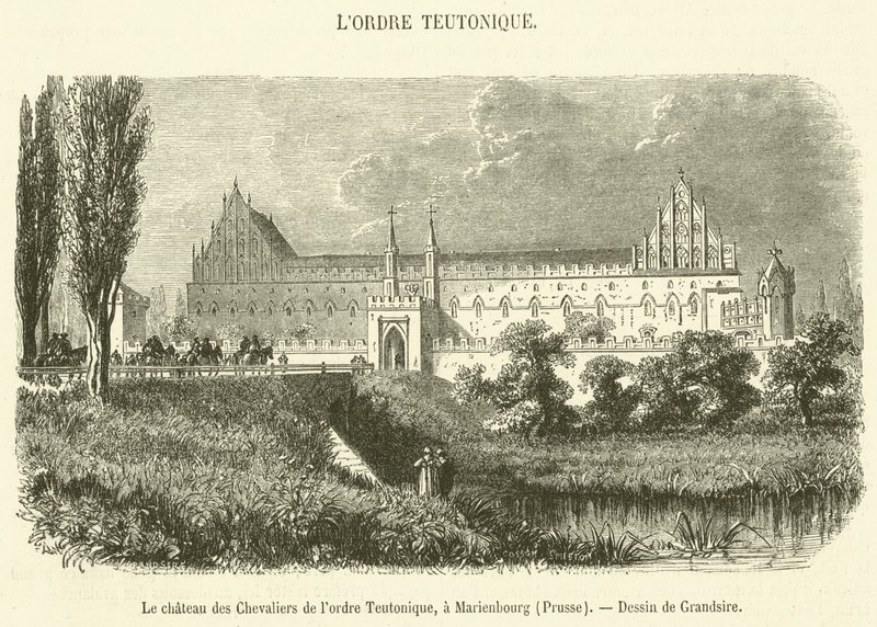 Slottet för riddarna av den tyska orden i Marienburg, Preussen (gravyr) av French School