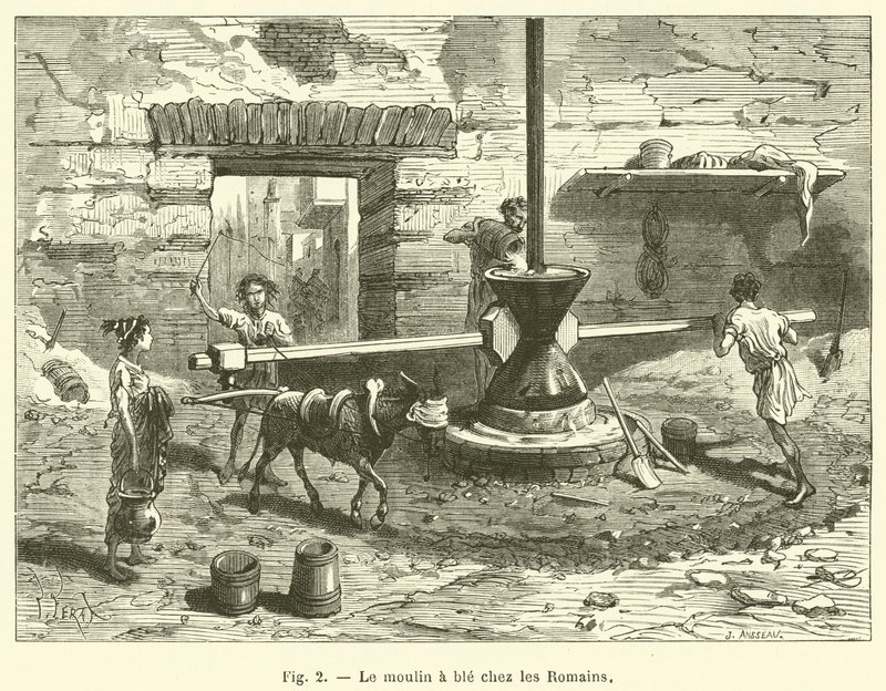 Vetekvarnen bland romarna (gravyr) av French School