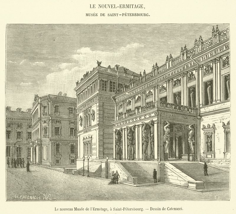 Det nya Eremitagemuseet, i Sankt Petersburg (gravyr) av French School