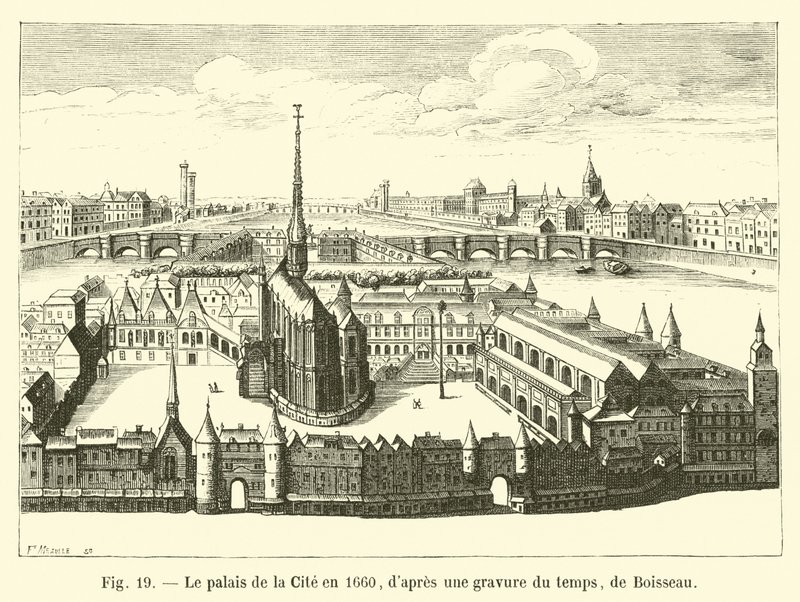 Stadens palats 1660, från en gravyr från tiden, av Boisseau av French School