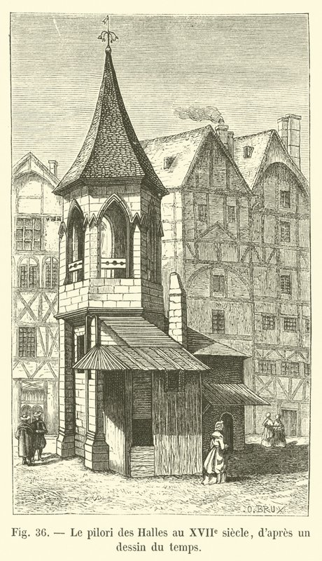 Les Halles pelare på 1600-talet, från en teckning från tiden av French School