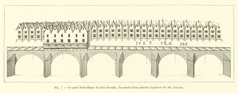 Notre-Dame-bron av Jean Joconde, faksimil av en ofullbordad tallrik av Du Cerceau av French School