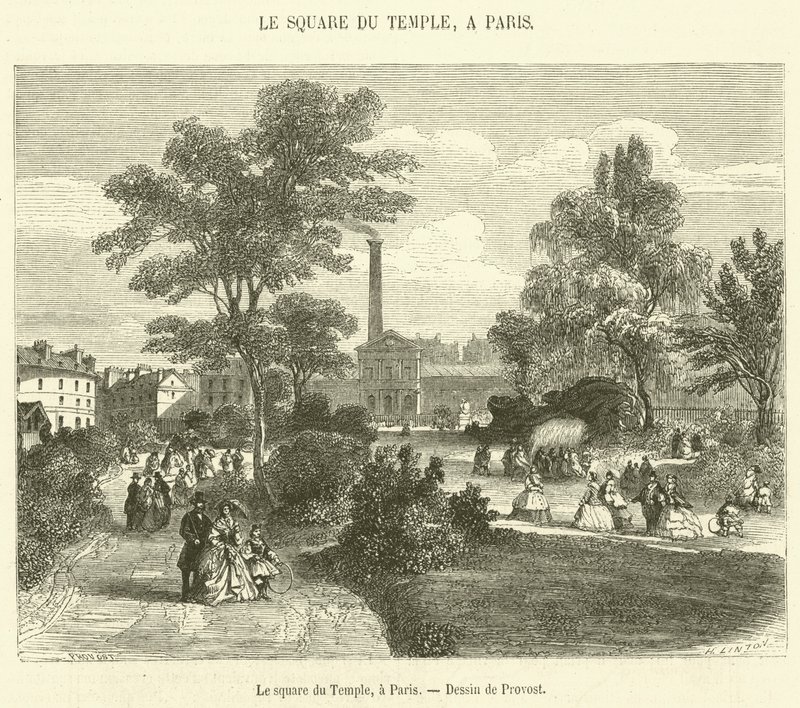 Le square du Temple, ett Paris (gravyr) av French School