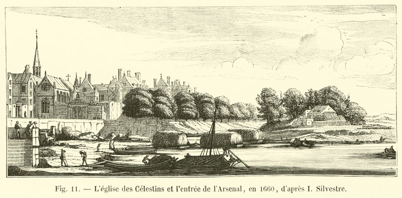 Celestins kyrka och ingången till Arsenalen, 1660, efter I Silvestre av French School