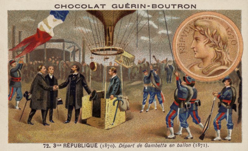 Leon Gambetta flyr belägringen av Paris i en ballong av French School