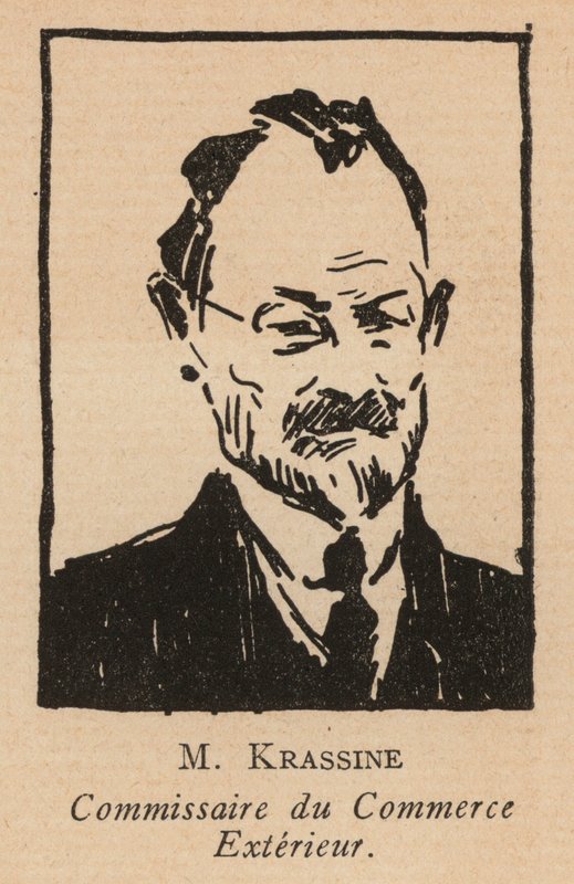 Leonid Krasin, rysk bolsjevikisk revolutionär politiker och folkkommissarie för utrikeshandel (litografi) av French School