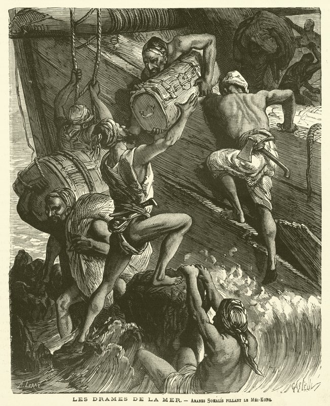 The Dramas of the Sea (gravyr) av French School