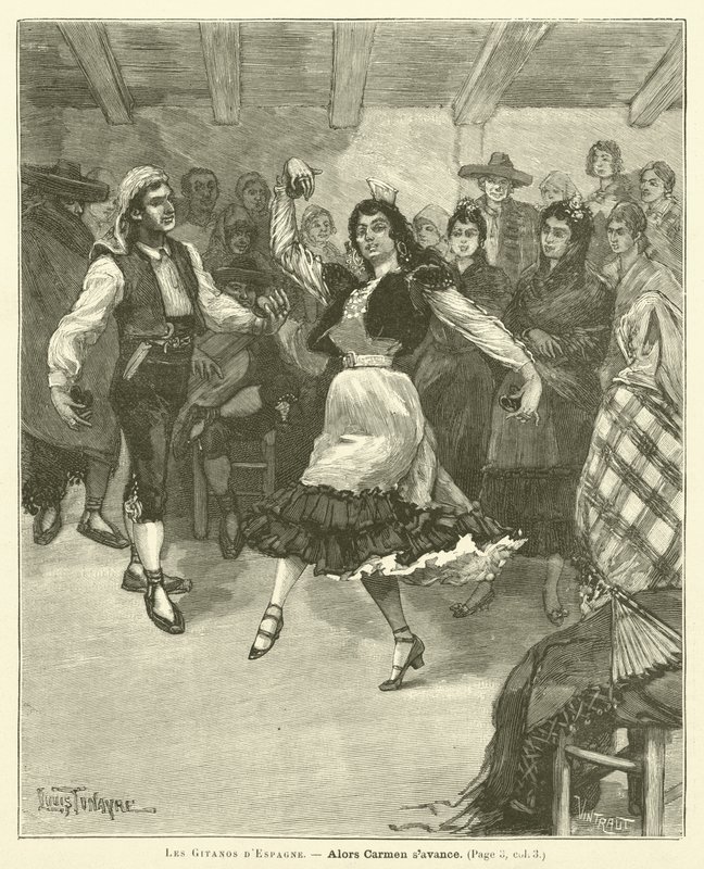 Gitanos i Spanien (gravyr) av French School