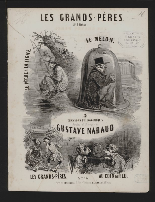 The Grand Fathers, fyra filosofiska sånger av Gustave Nadaud (litho) av French School
