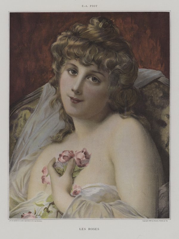Les Roses (rosor) (färg litho) av French School