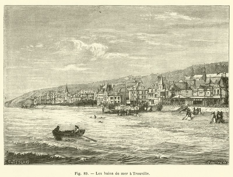 Havsbad i Trouville (gravyr) av French School