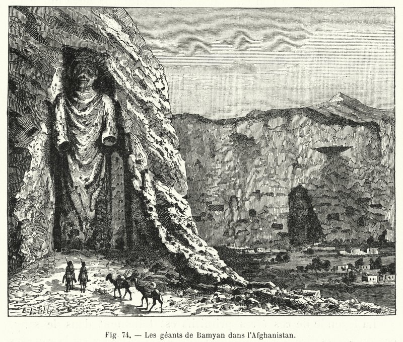 The Bamiyan Giants i Afghanistan (gravyr) av French School