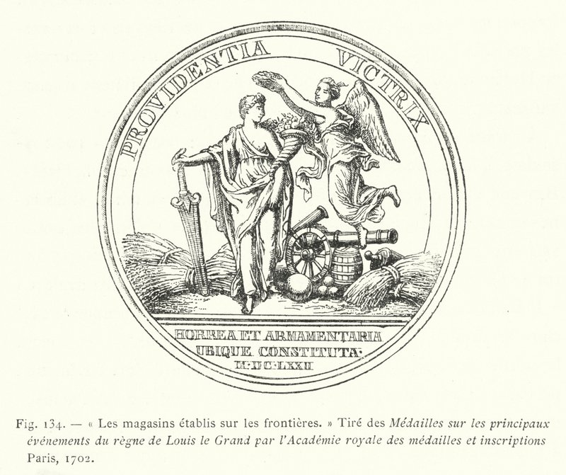 Butikerna etablerade på gränserna, rita medaljer på de viktigaste händelserna under Ludvig den Stores regeringstid av Royal Academy of Medals and Inscriptions Paris av French School