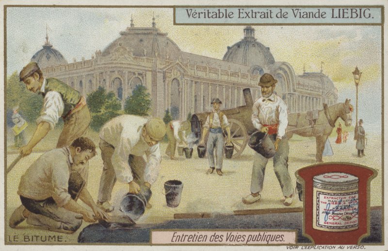 Liebig-kort med vägunderhåll av French School