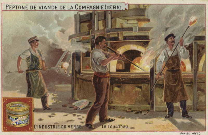 Liebig-kort med glasindustrin av French School