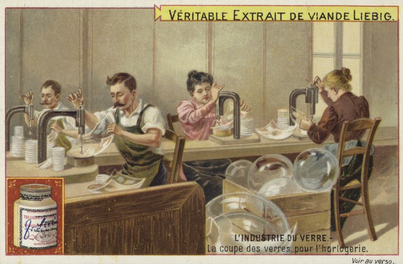 Liebig-kort med glasindustrin av French School