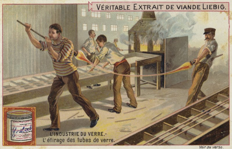 Liebig-kort med glasindustrin av French School