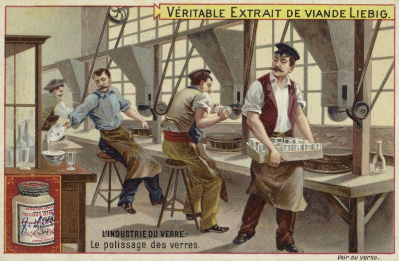 Liebig-kort med glasindustrin av French School