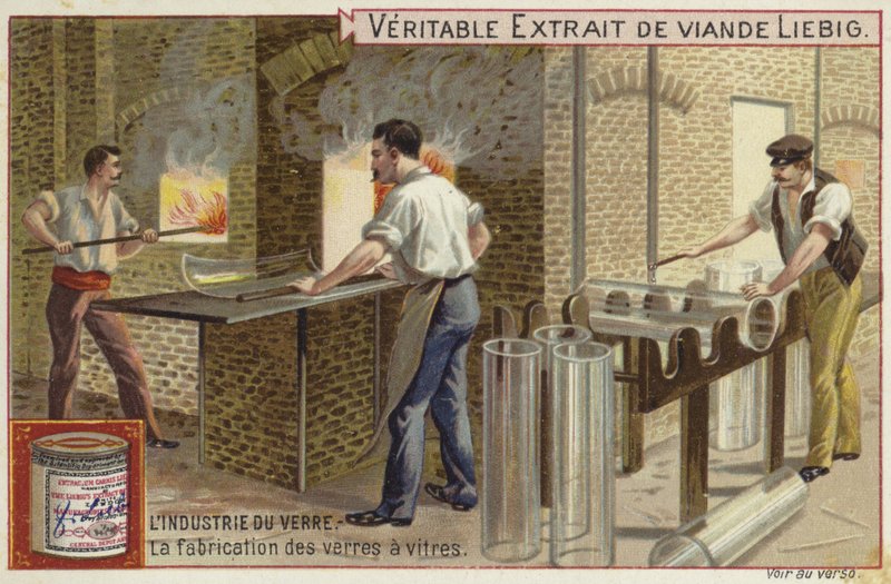 Liebig-kort med glasindustrin av French School