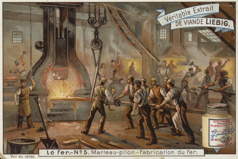 Liebig-kort med järnindustrin av French School